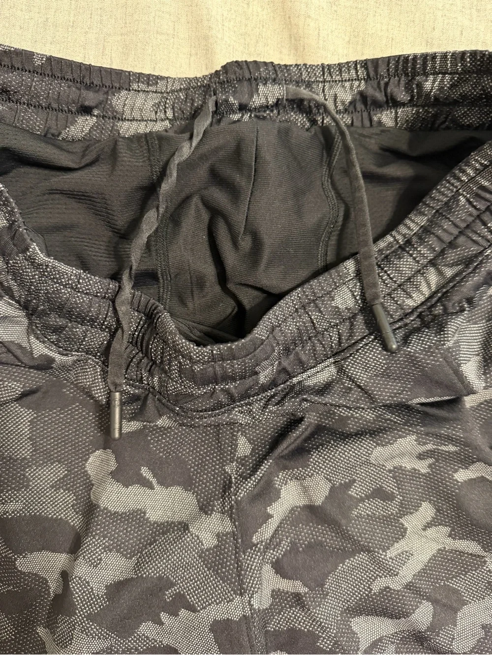 lululemon athletica Men's Black and Gray Camo Training Shorts